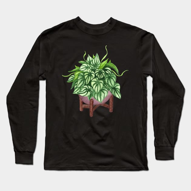 Peperomia argyreia watermelon Long Sleeve T-Shirt by gronly